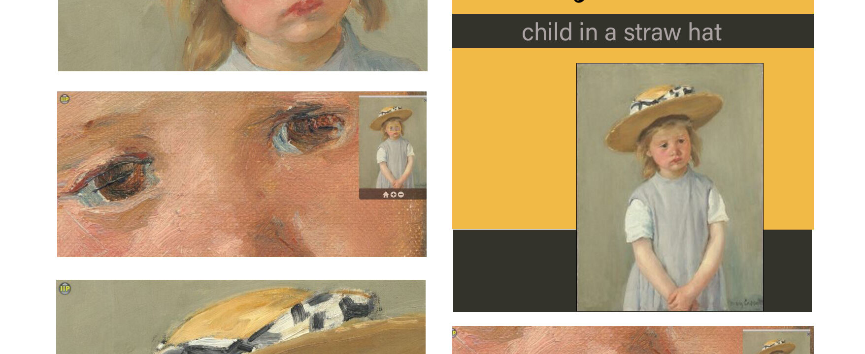 Child in straw hat, Mary Cassatt painting.
