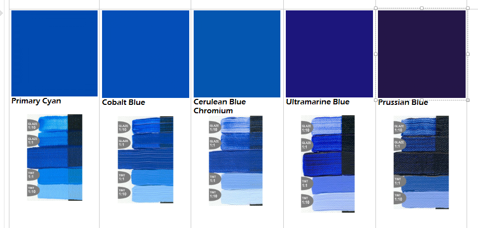 Color Chart for Golden Acrylic Paints - Jacki Kellum