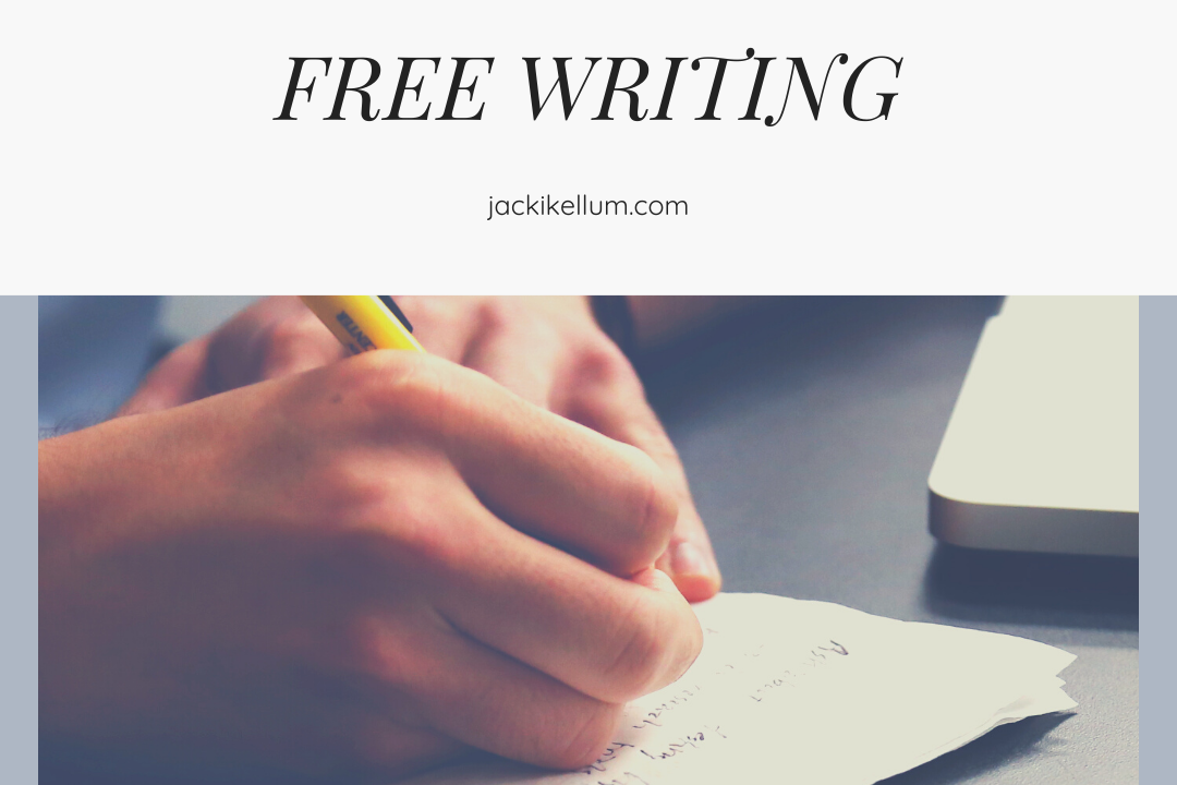 Hand writing on paper, "Free Writing.