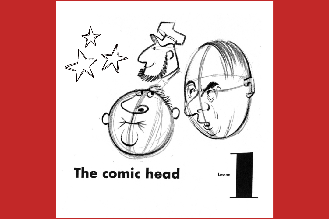 Comic head sketches with stars, lesson one.