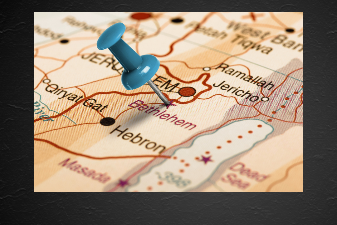 Map with blue pin on Bethlehem.