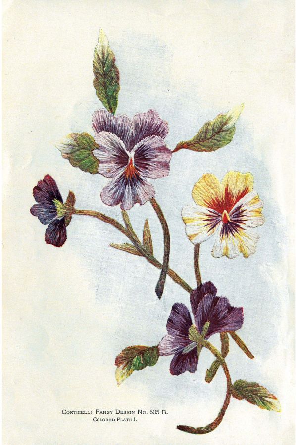 A painting of flowers with leaves on them.
